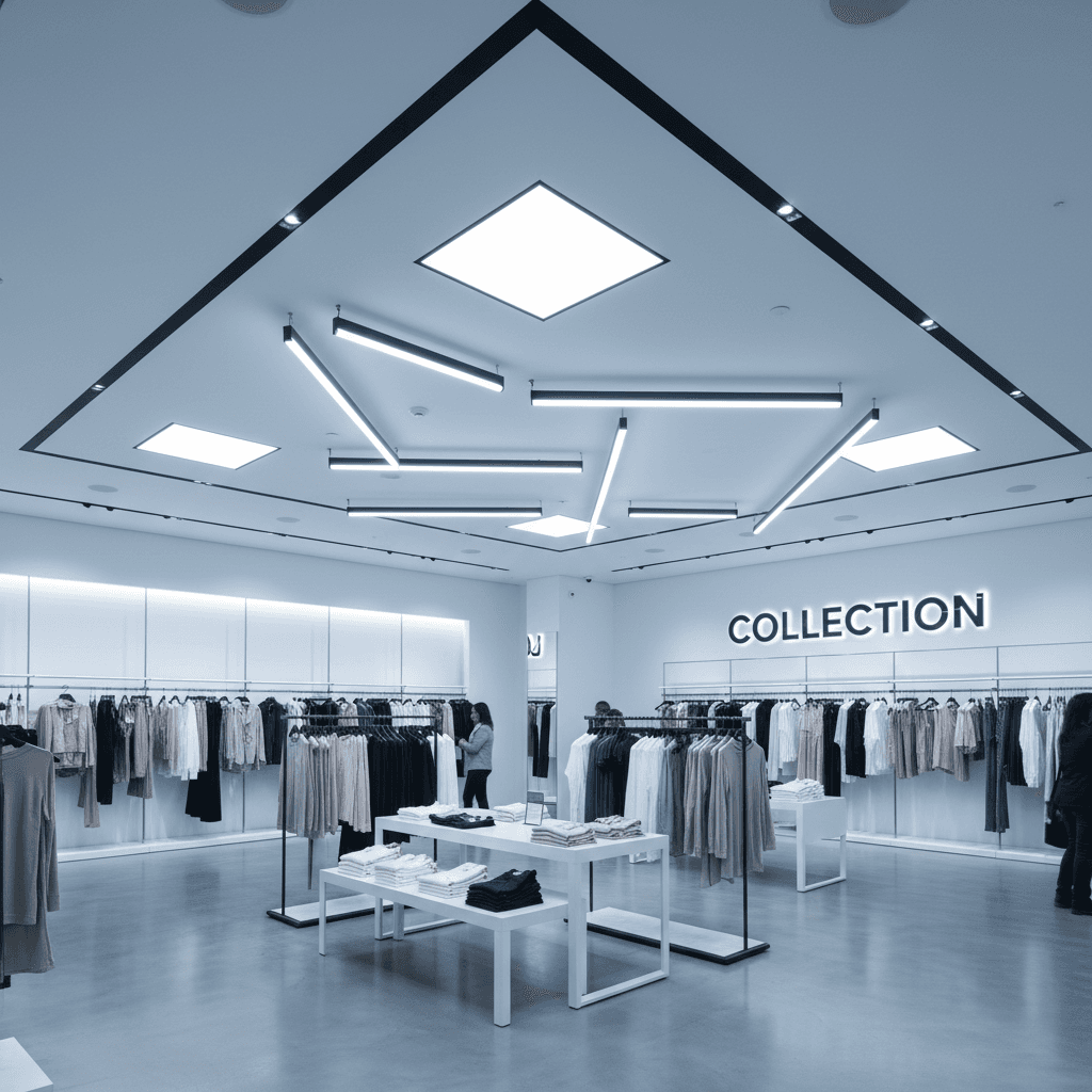 Modern LED lighting in a retail store