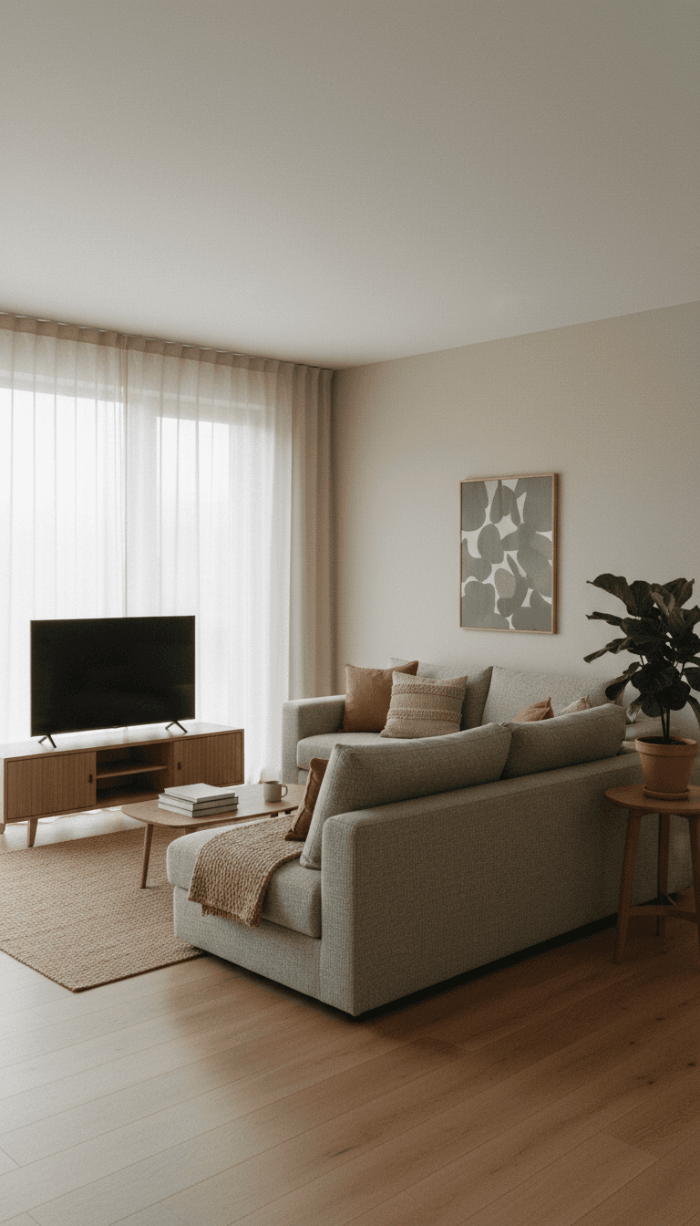 Living room interior with natural light