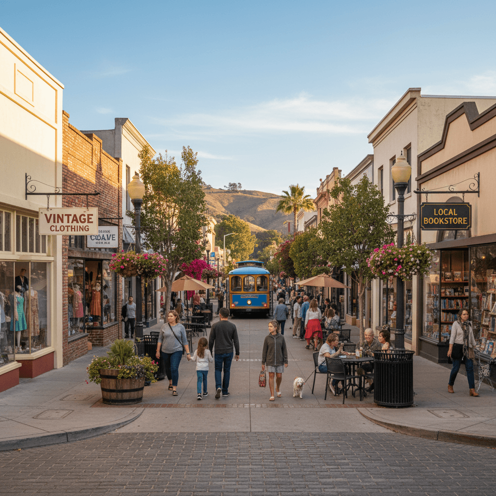 Small businesses on a main street in California