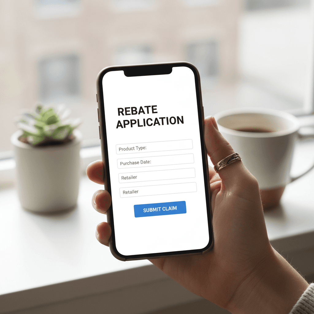 Smartphone screen showing rebate information