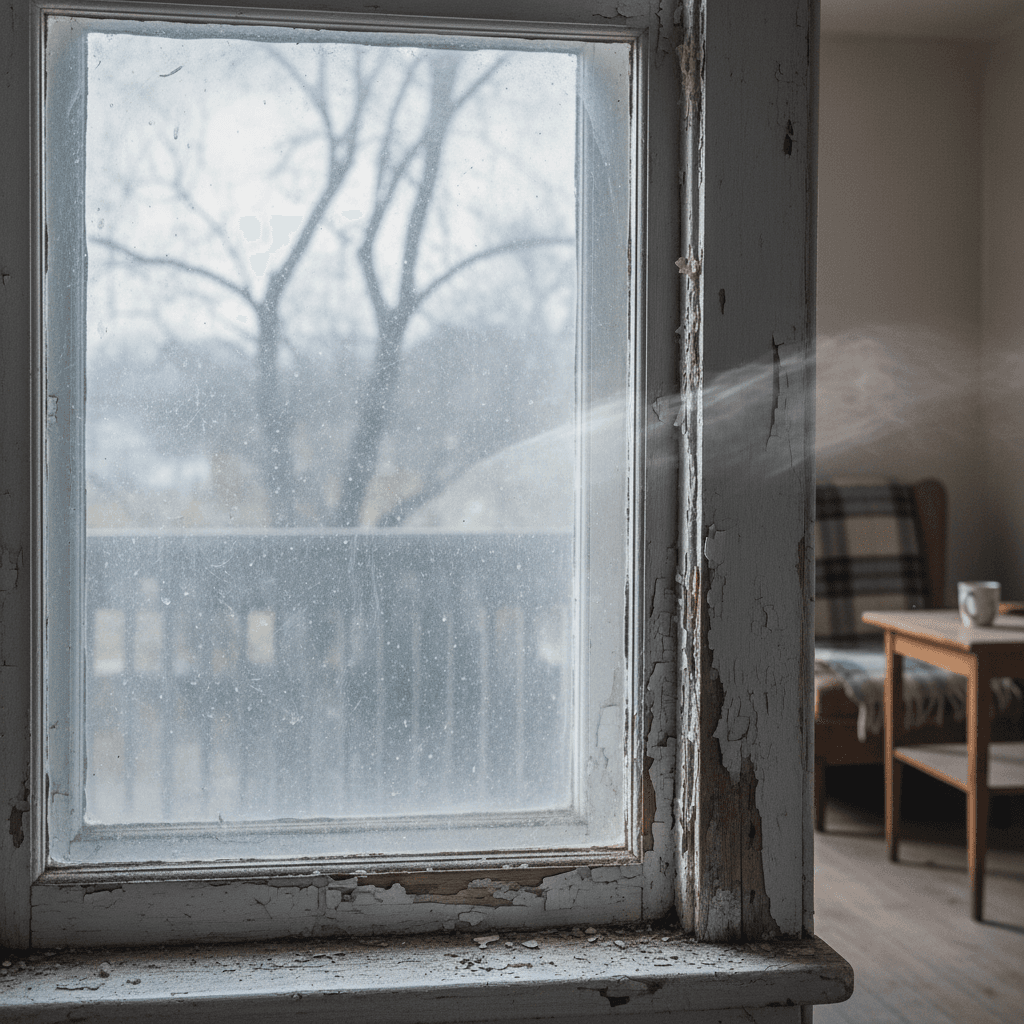 Thermal imaging of windows showing heat loss