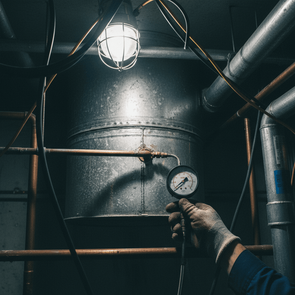 Ductwork pressure test with gauge connected