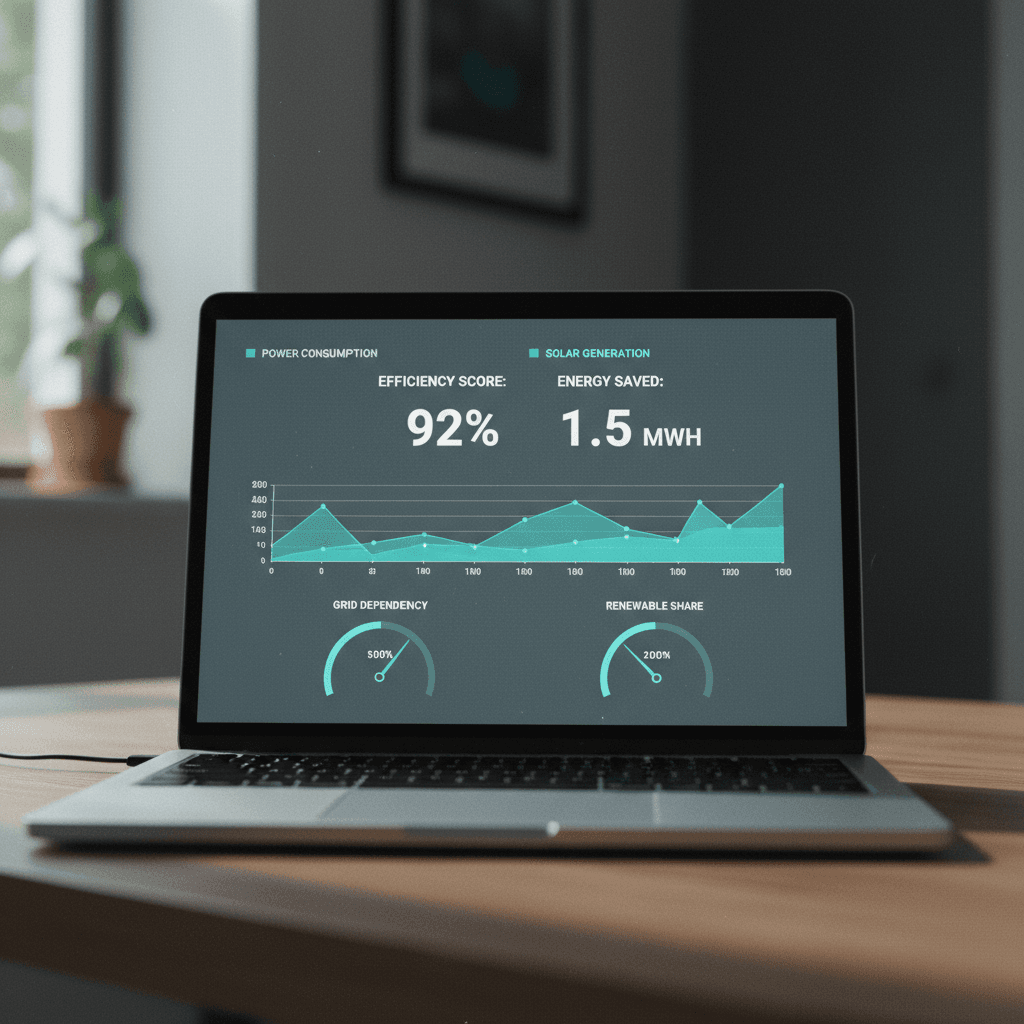 Laptop screen showing an AI-powered home energy analysis dashboard