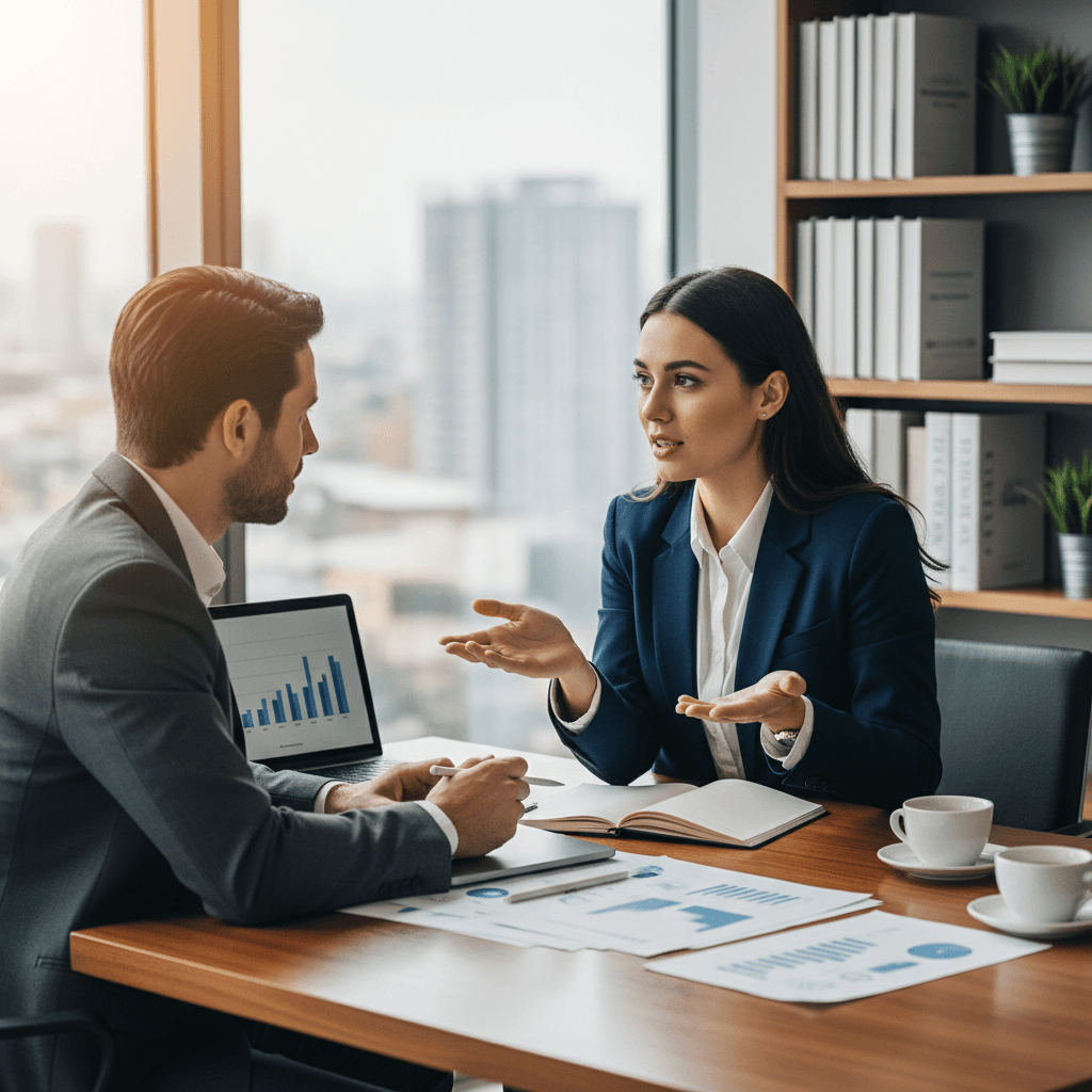 Energy advisor meeting with small business owner