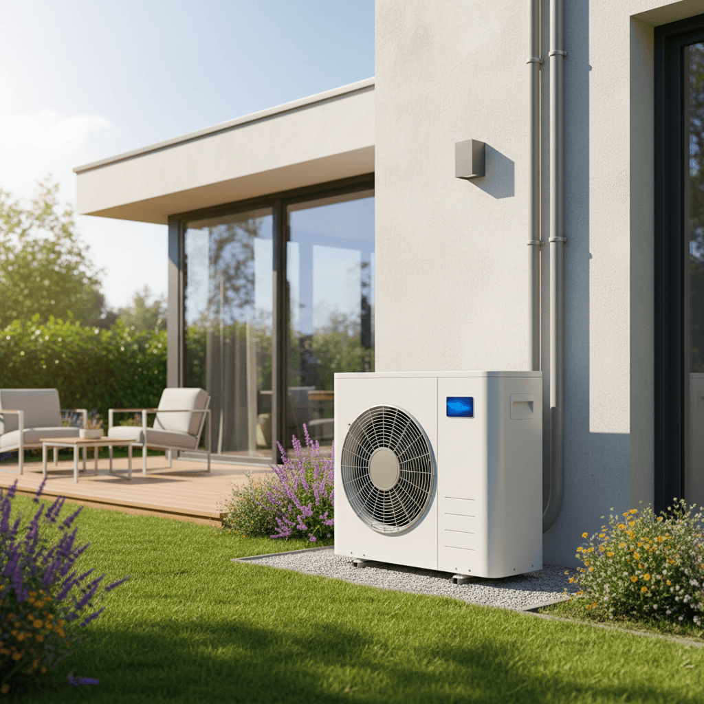 Heat pump unit outside a home
