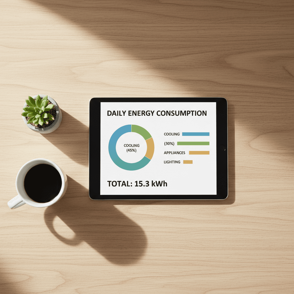 Tablet showing an energy audit report on a desk