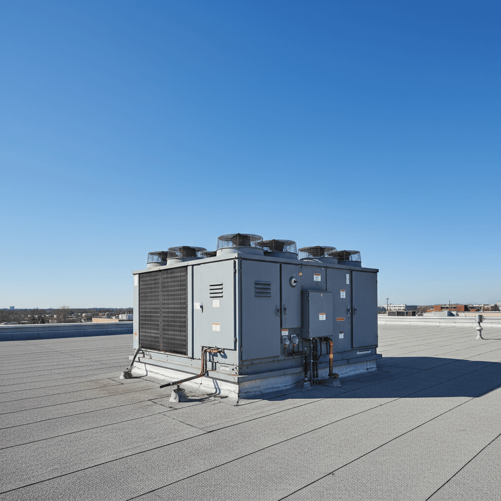 Commercial HVAC system on rooftop