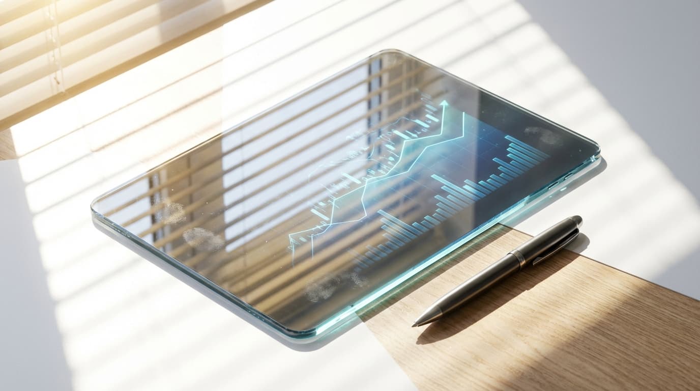 Energy audit report displayed on tablet with efficiency metrics